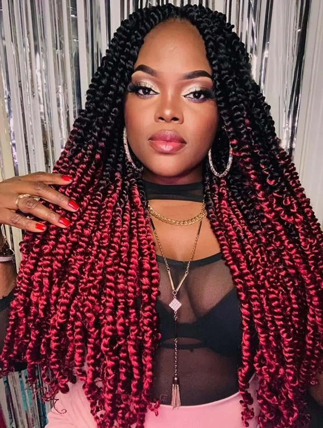 ( US ONLY) FAST SHIPPING NB | Toyotress® Tiana Passion Twist Hair - Pre-twisted Crochet Braids Natural Black, Pre-looped Synthetic Braiding Hair Extensions Toyotress